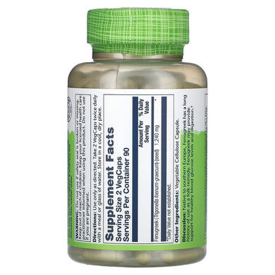 Solaray, True Herbs, пажитник, 620 мг, 180 капсул на рослинній основі (SOR-01271), фото