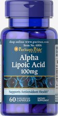 Альфа-ліпоєва кислота, Alpha Lipoic Acid 100 mg, Puritan's Pride, 100 мг, 60 капсул (PTP-16006), фото