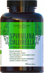 Golden Pharm, Спирулина + Хлорелла, 200 таблеток (GLF-47065), фото
