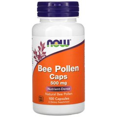 NOW Foods, капсулы с пчелиной пыльцой, 500 мг, 100 капсул (NOW-02520), фото