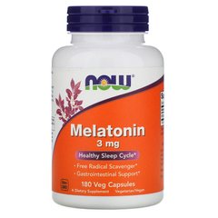 Now Foods, мелатонин, 3 мг, 180 растительных капсул (NOW-03257), фото