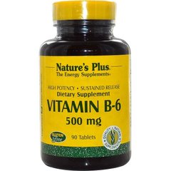 Nature's Plus, Вітамін B-6, 500 мг, 90 таблеток (NAP-01666), фото