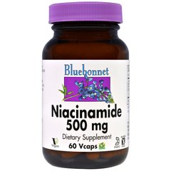 Ніацинамід (B3) 500мг, Bluebonnet Nutrition, 60 гелевих капсул (BLB-00466), фото