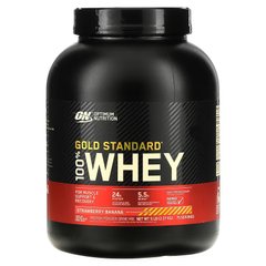 Optimum Nutrition, 100% Whey Gold Standard, сывороточный протеин, со вкусом клубники и банана, 2270 г (OPN-02986), фото