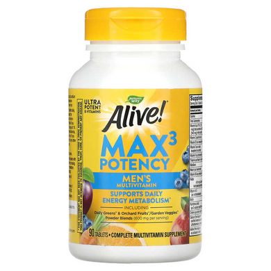 Nature's Way, Alive! Max3 Potency, мультивітаміни для чоловіків, 90 таблеток (NWY-15542), фото