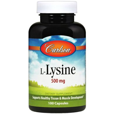 L-лізин, L-Lysine, Carlson Labs, 500 мг, 100 капсул (CAR-06881), фото