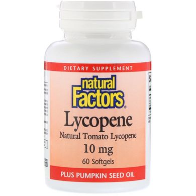 Лікопін (Lycopene), Natural Factors, 10 мг, 60 гелевих капсул (NFS-01016), фото