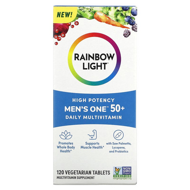 Rainbow Light, Для чоловіків віком від 50 років, мультивітаміни для щоденного прийому, висока ефективність, 120 вегетаріанських таблеток (RLT-20405), фото