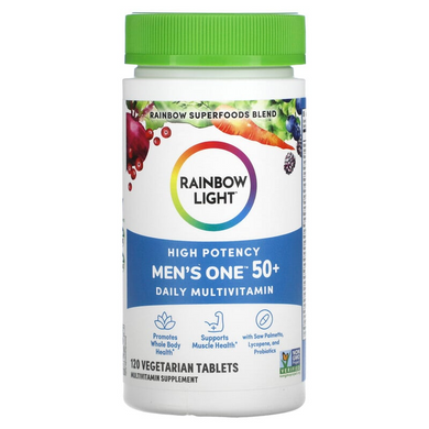 Rainbow Light, Для мужчин старше 50 лет, мультивитамины для ежедневного приема, высокая эффективность, 120 вегетарианских таблеток (RLT-20405), фото