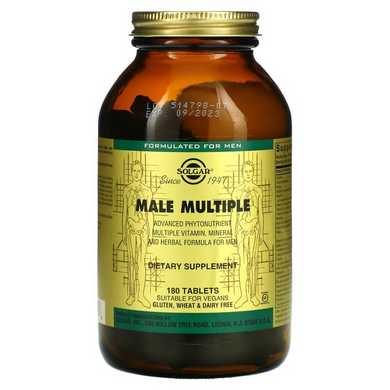 Solgar, Male Multiple, мультивитамины для мужчин, 180 таблеток (SOL-01714), фото