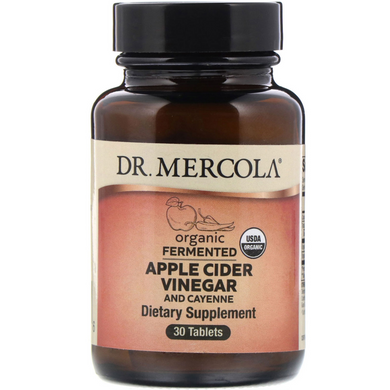 Dr. Mercola, Органічні ферментовані яблучний оцет і кайенский перець, 30 таблеток (MCL-03234), фото