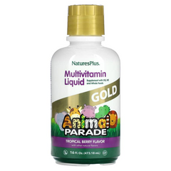 NaturesPlus, Children's Animal Parade Gold, рідкого мультивітамінного продукту, тропічних ягід, 473,18 мл (NAP-29903), фото