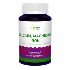 Кальцій, магній, залізо, Calcium, Magnesium and Iron Powerfull, Sunny Caps, 100 капсул (SUN-530746), фото