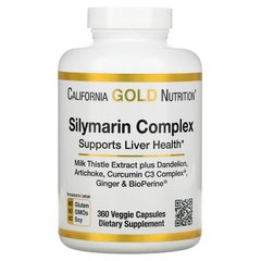 California Gold Nutrition, силимариновый комплекс для здоровья печени: расторопша, куркумин, артишок, одуванчик, имбирь, черный перец, 300 мг, 120 вегетарианских капсул (CGN-00956), фото