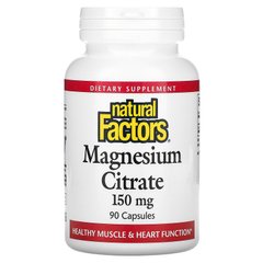 Natural Factors, цитрат магнію, 150 мг, 90 капсул (NFS-01652), фото