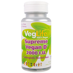 Веганский витамин Д, Vegan D, VegLife, 2000 МО, 100 таблеток (VGL-87031), фото