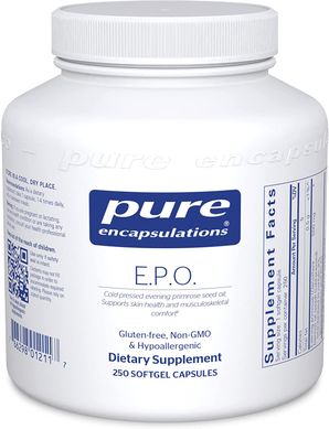 Масло примулы вечерней, E.P.O. (evening primrose oil), Pure Encapsulations, 250 капсул (PE-01211), фото