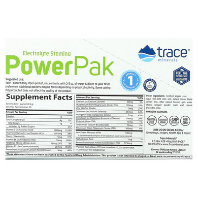 Trace Minerals, электролит для повышения выносливости, PowerPak, со вкусом лимона и лайма, 30 пакетиков по 5 г (TMR-00052), фото