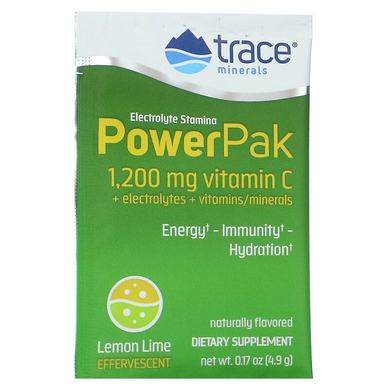 Trace Minerals, електроліт для підвищення витривалості, PowerPak, зі смаком лимона та лайма, 30 пакетиків по 5 г (TMR-00052), фото