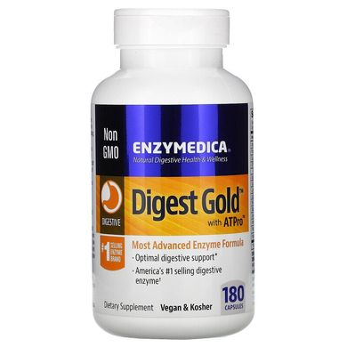 Enzymedica, Digest Gold с ATPro, добавка с пищеварительными ферментами, 180 капсул (ENZ-20214), фото