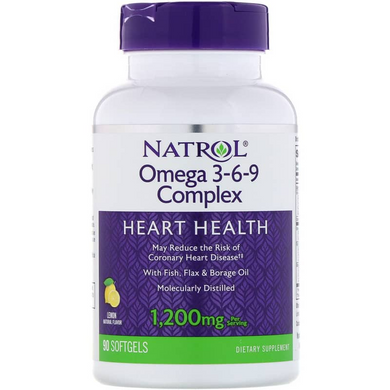 Natrol, Комплекс омега 3-6-9, зі смаком лимона, 1200 мг, 90 м'яких пігулок (NTL-00998), фото