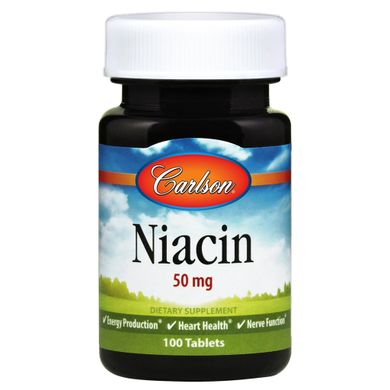 Ніацин (Вітамін В3), Niacin, Carlson Labs, 50 мг, 100 таблеток (CAR-02760), фото