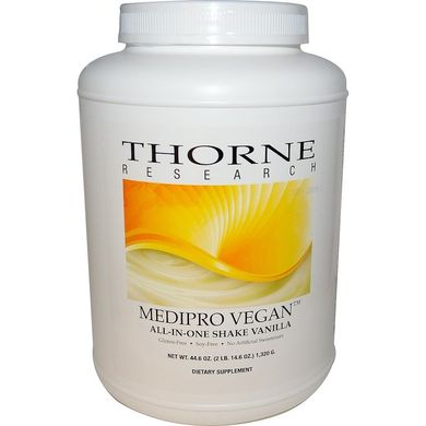 Протеїн вегетаріанський, смак ванілі, Medipro Vegan, Thorne Research, 1,320 г (THR-00316), фото