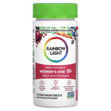 Rainbow Light, Для женщин старше 50 лет, мультивитамины для ежедневного приема, высокая эффективность, 60 вегетарианских таблеток (RLT-20422), фото