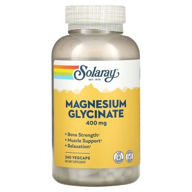 Solaray, глицинат магния, 400 мг, 240 вегетарианских капсул (SOR-19875), фото