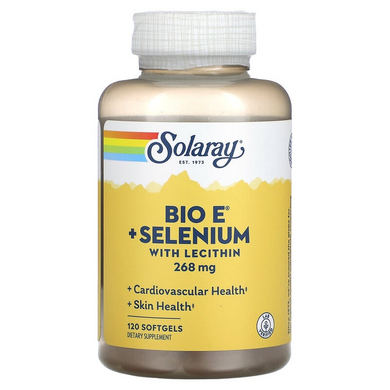 Solaray, Bio E + селен з лецитином, 134 мг, 120 м'яких таблеток (SOR-04169), фото