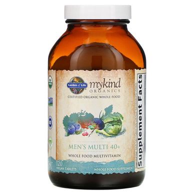 Garden of Life, MyKind Organics, мультивитамины из цельных продуктов для мужчин от 40 лет, 120 веганских таблеток (GOL-11769), фото