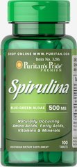 Спіруліна, Spirulina, Puritan's Pride, 500 мг, 100 таблеток (PTP-13286), фото