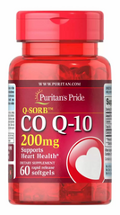 Коэнзим Q-10, Q-SORB™ Co Q-10, Puritan's Pride, 200 мг, 60 гелевых капсул быстрого высвобождения (PTP-00060), фото