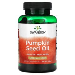 Swanson, Pumpkin Seed Oil, 1000 мг, 100 гелевых капсул (SWV-01364), фото