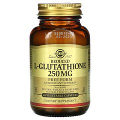 Solgar, Восстановленный L-глутатион, 250 мг, 30 растительных капсул (SOL-01350), фото