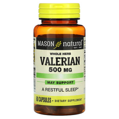 Mason Natural, Цільнозернова валеріана, 500 мг, 60 капсул (MAV-11525), фото