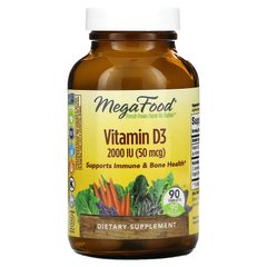 MegaFood, вітамін D3, 50 мкг (2000 МО), 90 таблеток (MGF-10222), фото