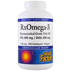 Риб'ячий жир, Омега 3, Rx Omega-3, Natural Factors, 630 мг, 240 капсул (NFS-35491), фото