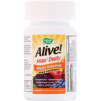 Nature's Way, Alive! Max3 Potency, мультивітаміни, 30 пігулок (NWY-14925), фото