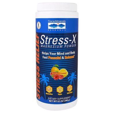 Trace Minerals ®, Стресс-X, Магний, порошок, малина + лимон, 240 г (TMR-00352), фото