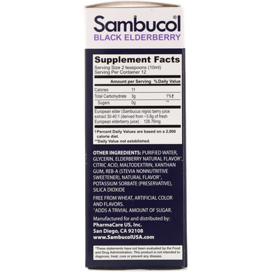 Sambucol, Сироп из черной бузины, без сахара, 120 мл (SBL-00113), фото
