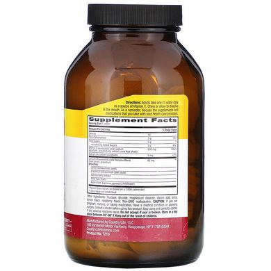 Country Life, ацерола в жувальної формі, комплекс вітаміну C, зі смаком ягід, 500 мг, 90 жувальних таблеток (CLF-07210), фото
