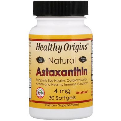 Healthy Origins, Астаксантин, 4 мг, 30 желатиновых капсул (HOG-84912), фото