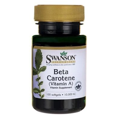 Бета каротин (вітамін А), Beta-Carotene, Swanson, 10000 МО (3000 мкг), 100 гелевих капсул (SWV-01009), фото