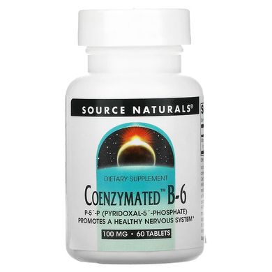 Source Naturals, Ферментированный витамин B6, 100 мг, 60 таблеток (SNS-01860), фото