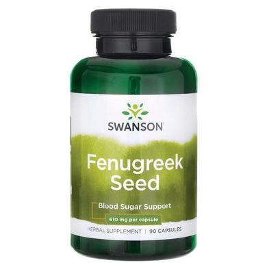 Пажитник, насіння, Fenugreek Seed, Swanson, 610 мг, 90 капсул (SWV-11335), фото