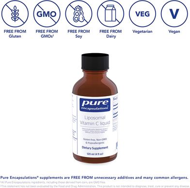 Витамин С липосомальный, Liposomal Vitamin C, Pure Encapsulations, жидкость, 120 мл (PE-02214), фото