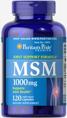 МСМ, Метилсульфонилметан, MSM, Puritan's Pride, 1000 mg, 120 капсул (PTP-11893), фото