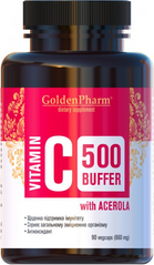 Golden Pharm, Вітамін С, Буферизований з Ацеролу, 500 мг, 90 капсул (GLF-47115), фото