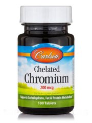 Хром хелат, Chelated Chromium, Carlson Labs, 200 мкг, 100 таблеток (CAR-05511), фото